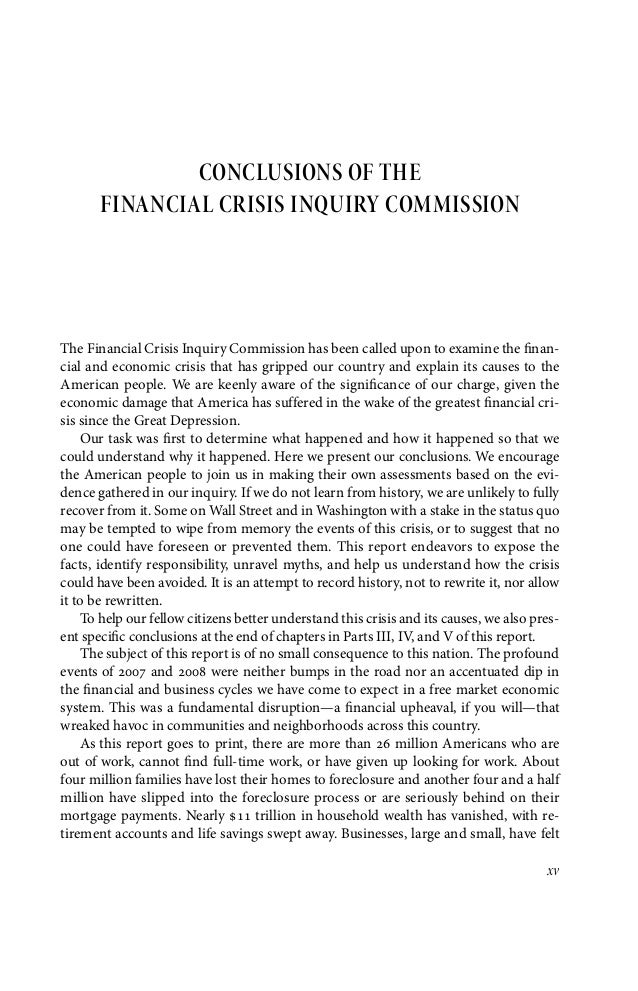 Conclusions of the Financial Crisis Inquiry Commission